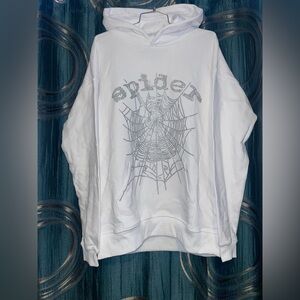 SP5DER OG Whote Rhinestone Hood Large